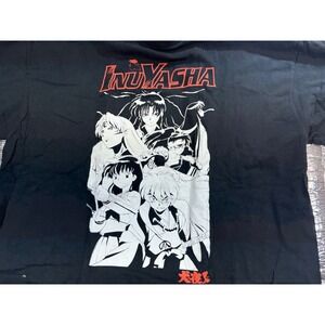 Inuyasha Anime Graphic T-Shirt Mens XXL Black Cotton 2009 Sunrise Print Tee
